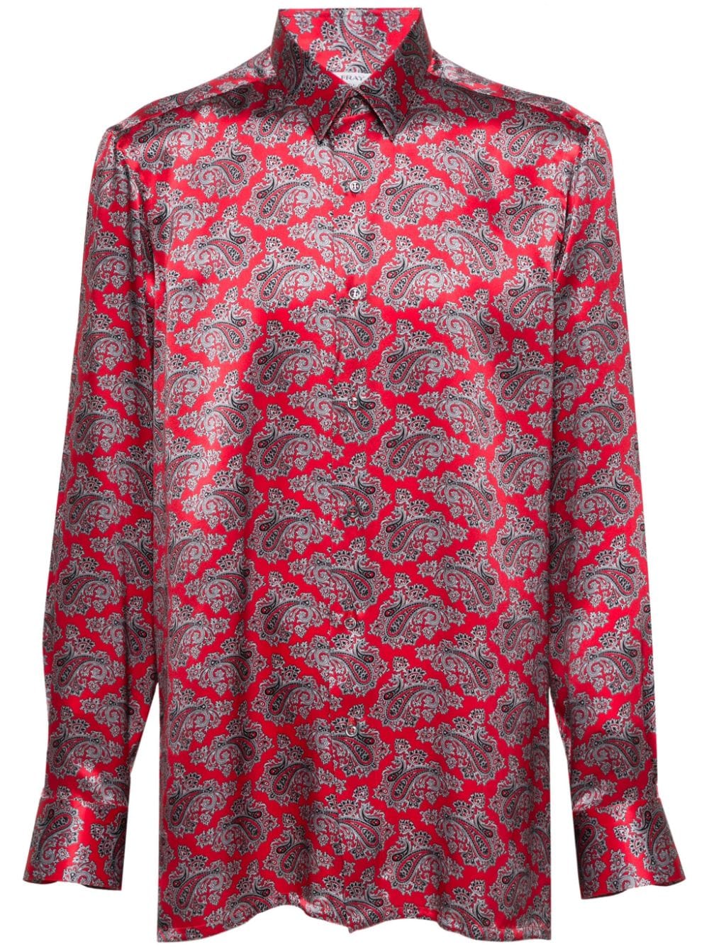Shop Fray Paisley Silk Shirt In Red