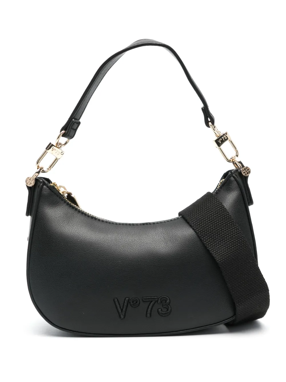 V°73 logo-embroidered shoulder bag – Black