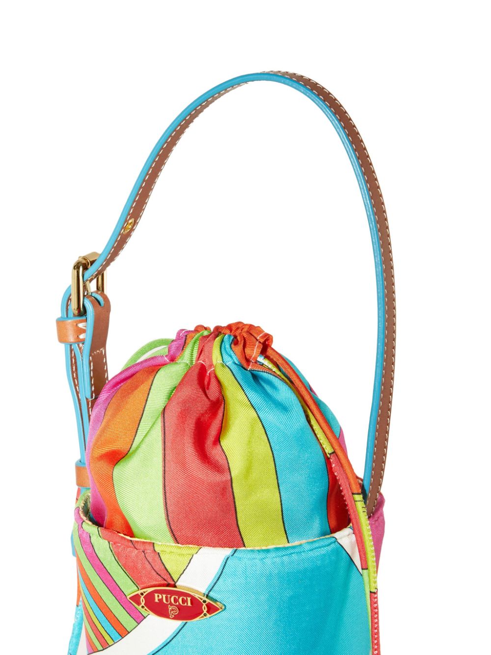 Shop Pucci Nella Straw Bucket Bag In Neutrals