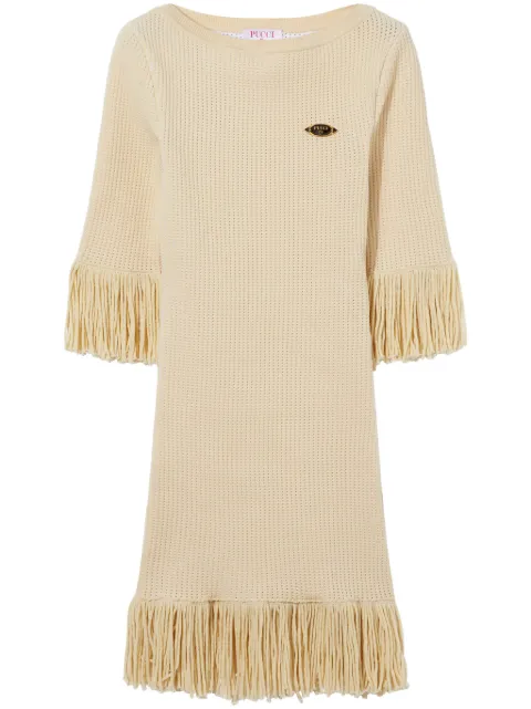 PUCCI logo-plaque fringed mini dress