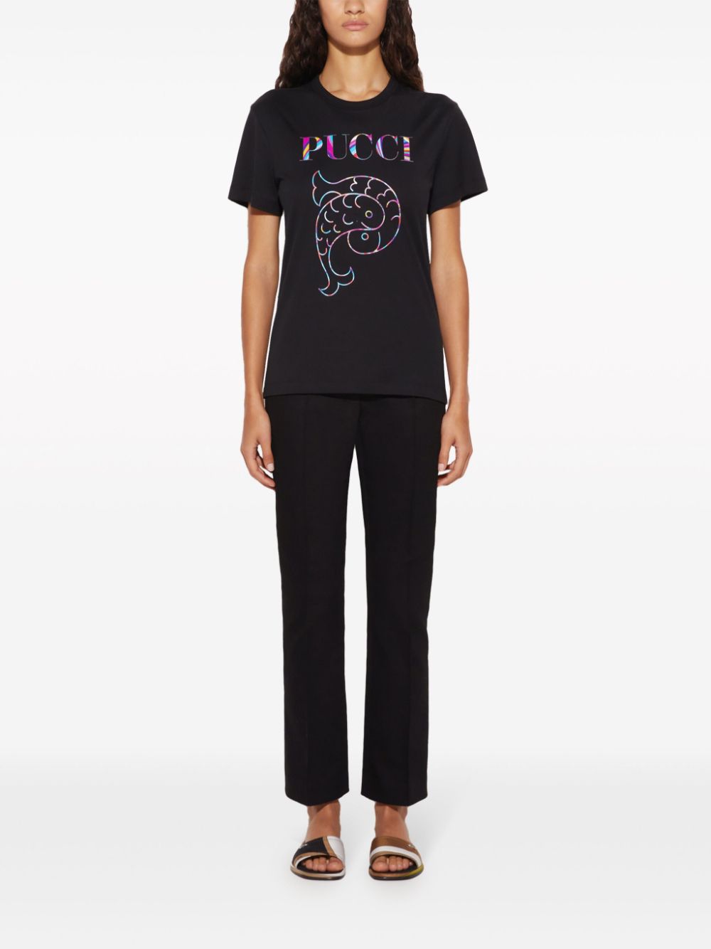 PUCCI Katoenen T-shirt met logoprint Zwart