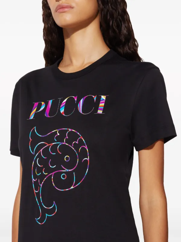PUCCI logo-print Cotton T-shirt | Black | FARFETCH