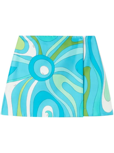 PUCCI Marmo-print silk wrap miniskirt