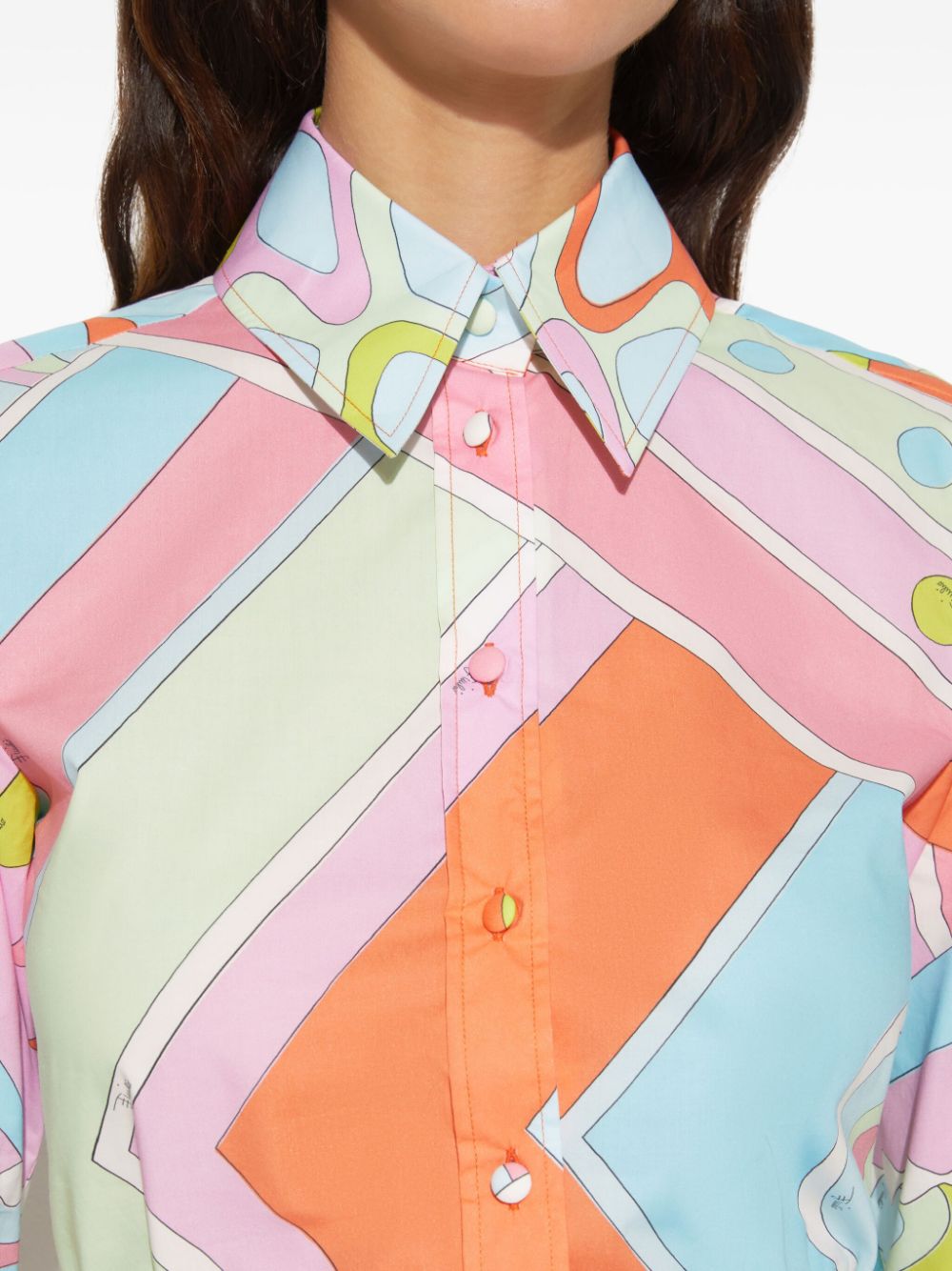 Shop Pucci Vivara-print Cotton Shirt In Orange