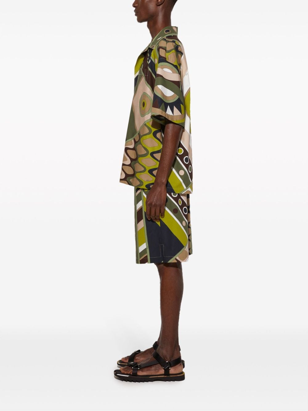 Shop Pucci Vivara-print Cotton Bowling Shirt In Green