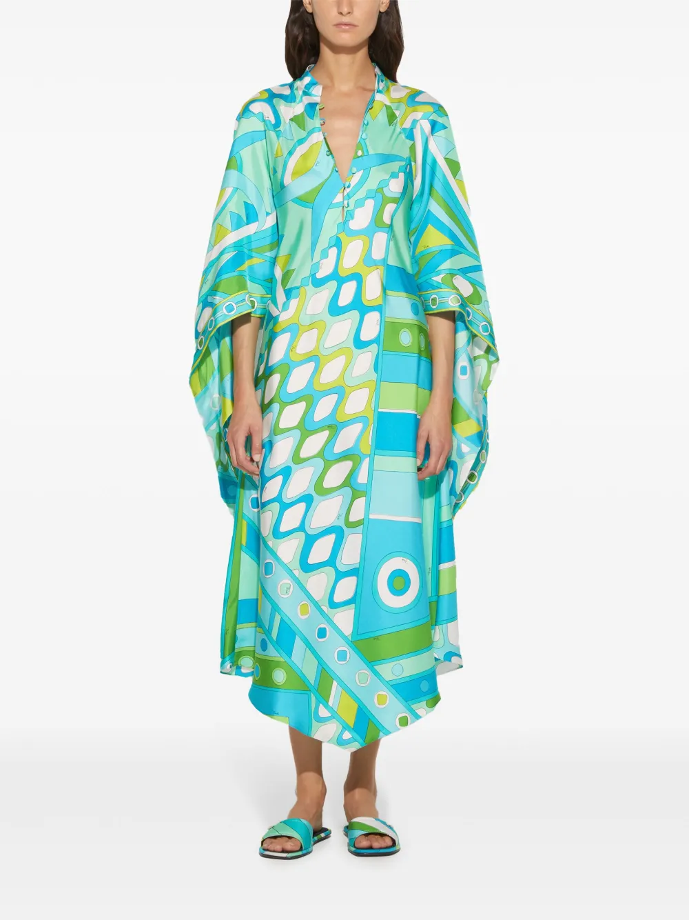 PUCCI Kaftanjurk met print - Blauw