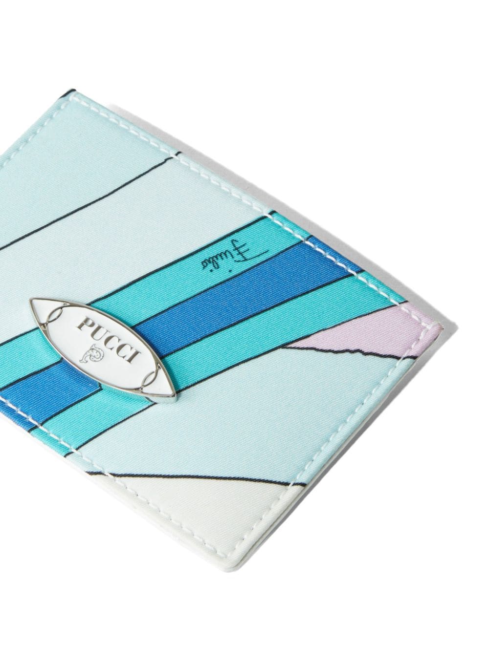 Shop Pucci Iride-print Card Holder In Blue