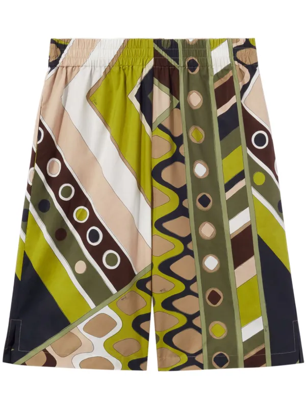 Pucci Vivara-print Cotton Shorts in Green