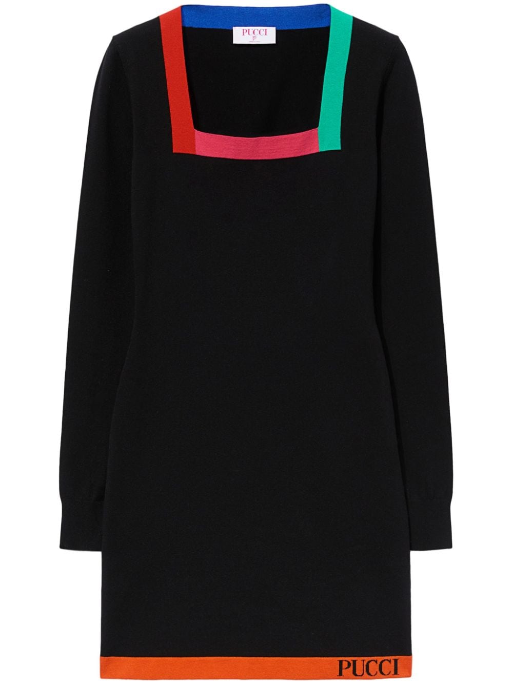 Pucci Colour-block Square-neck Minidress In Black