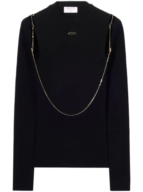 PUCCI chain-embellished rib-knit top 