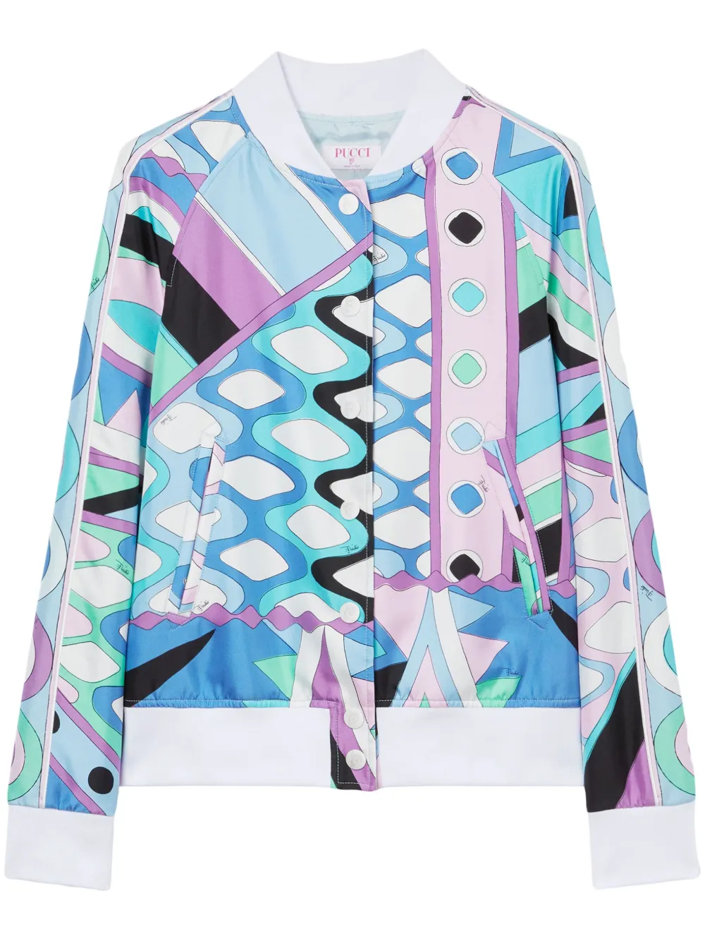 PUCCI Vivara-print silk-twill bomber jacket | Blue | Image 1