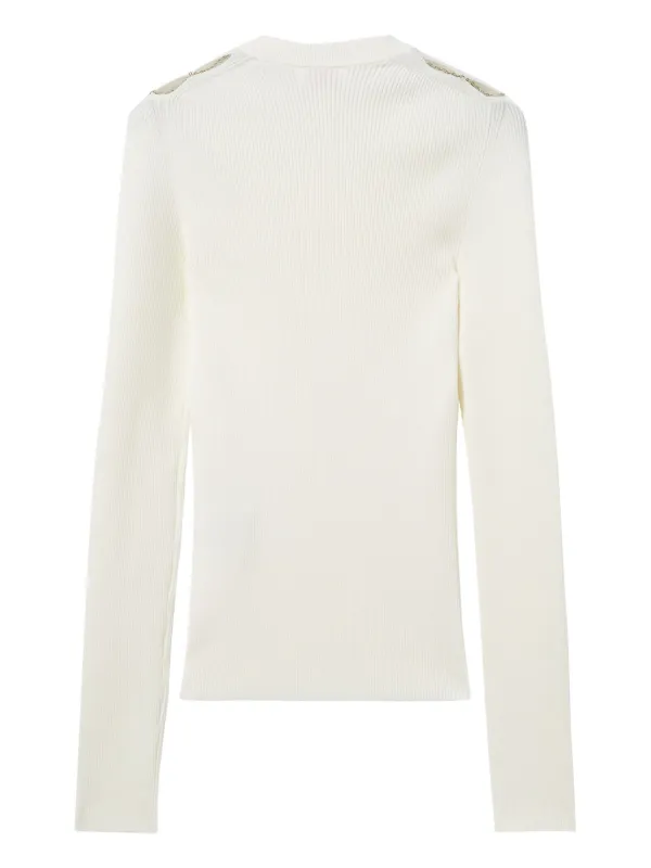 PUCCI logo-plaque chain-link Ribbed Top | White | FARFETCH CA