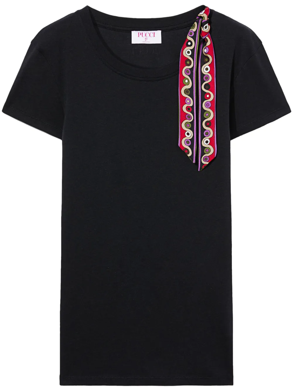 Iride-print ribbon T-shirt