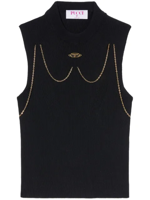 PUCCI top tejido de canalé con cadena