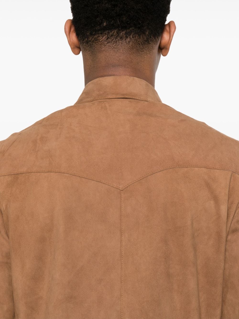 Shop Eraldo Classic-collar Suede Shirt In Brown