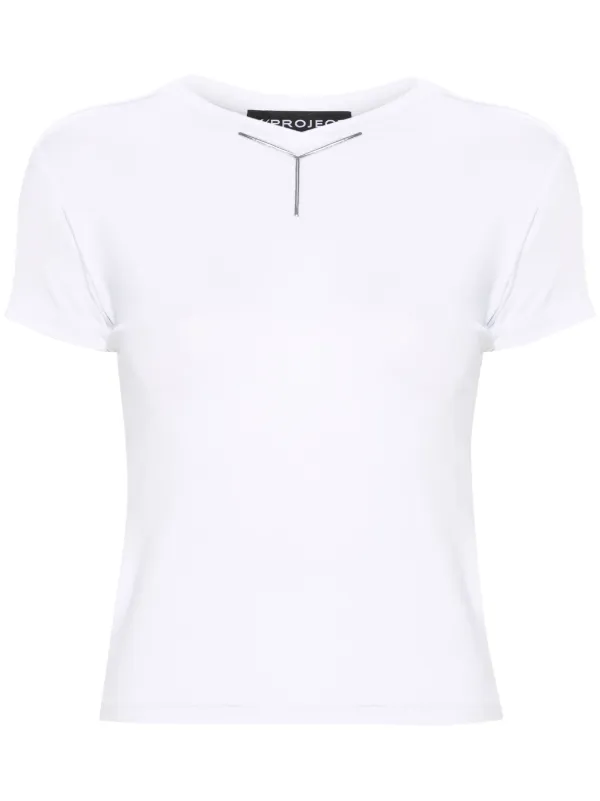 Y/Project Logo-appliqué T-shirt in White