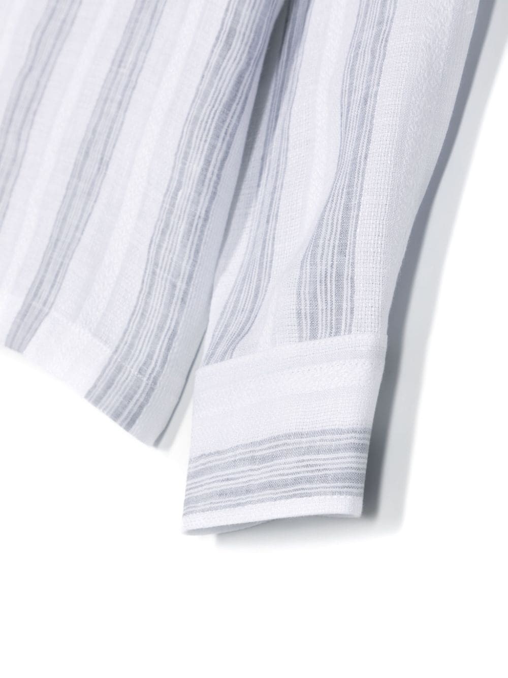 Shop Brunello Cucinelli Camp-collar Striped Linen Shirt In 灰色