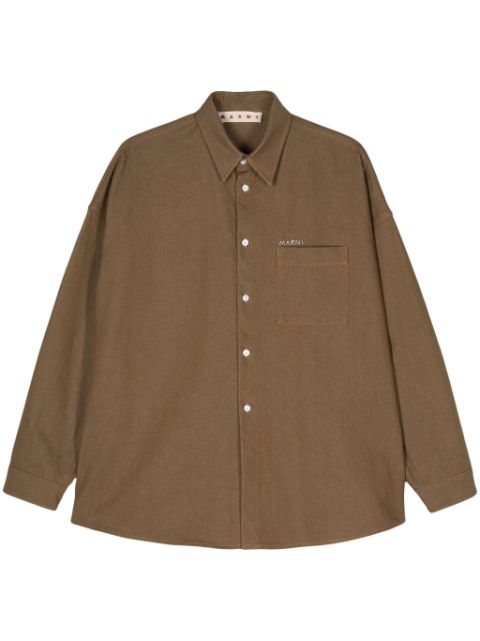 Marni logo-embroidered cotton shirt Men