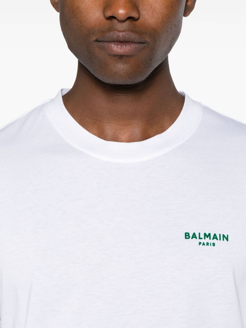 Shop Balmain Logo-appliqué Cotton T-shirt In White
