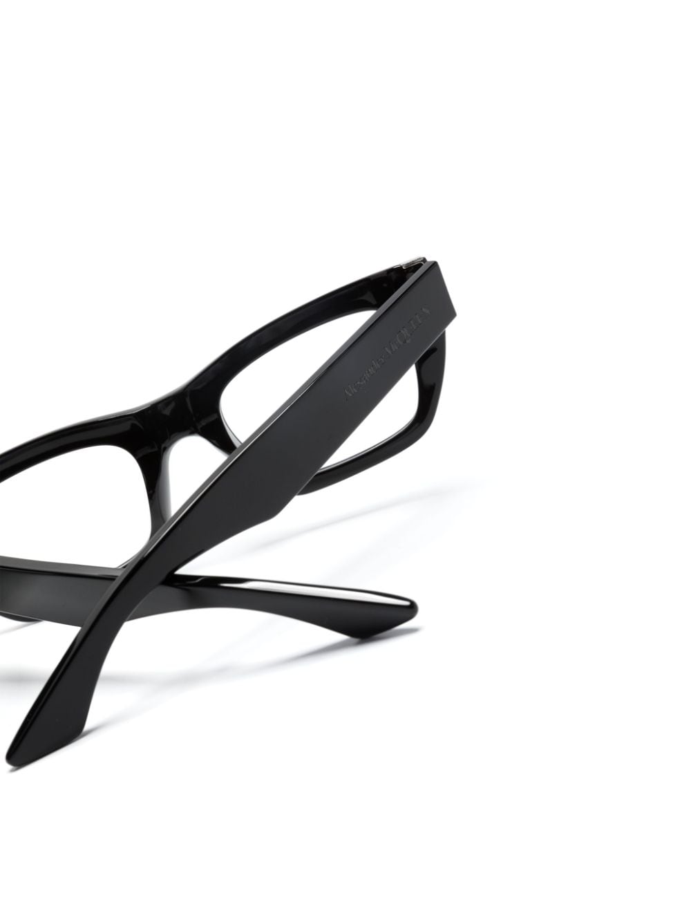 Shop Alexander Mcqueen Rectangle-frame Glasses In Black