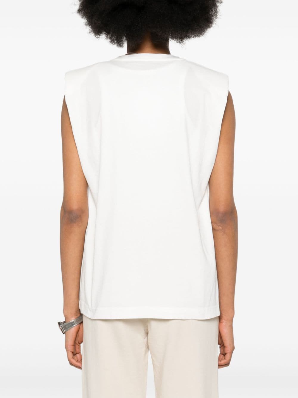 Shop Pinko Logo-print Shoulder Pads T-shirt In White