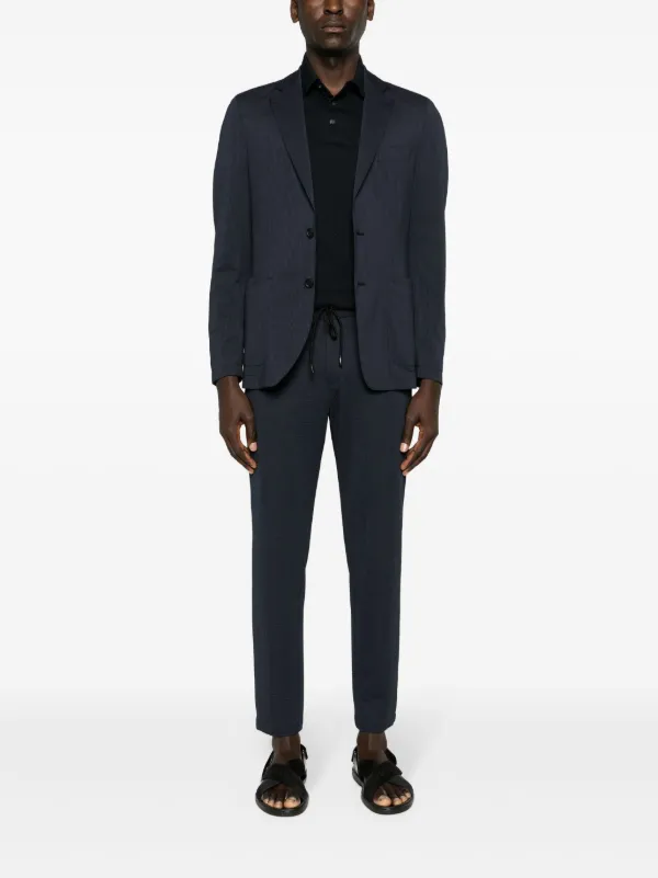 BOSS single-breasted Seersucker Blazer | Blue | FARFETCH JO