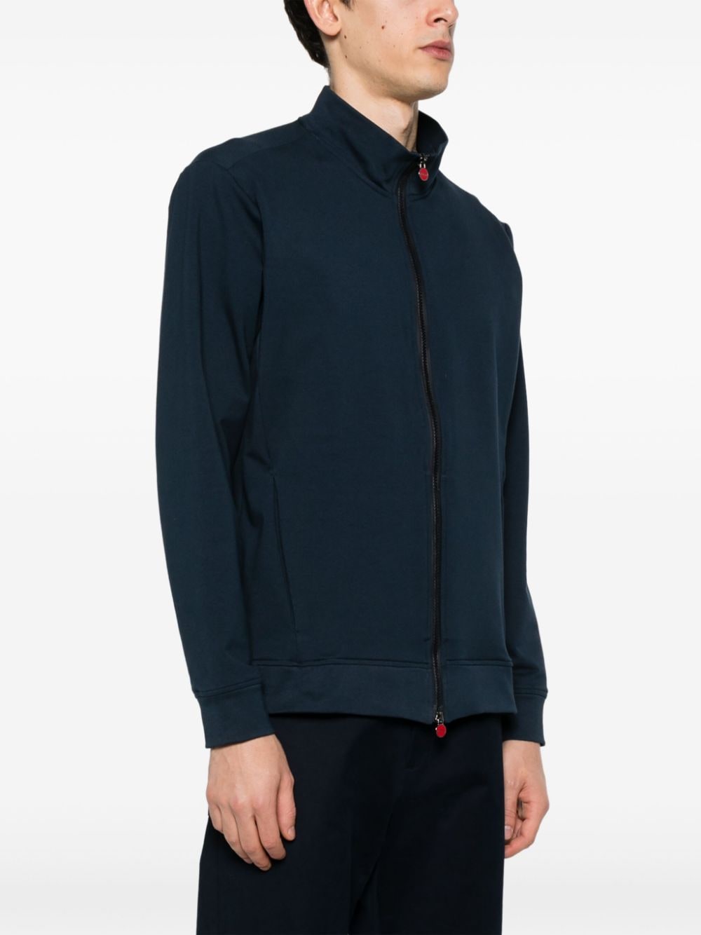 Shop Kiton Cotton Zip-up Sweatshirt In 蓝色