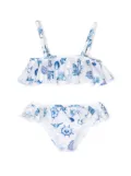 Monnalisa seashell-print ruffle bikini - White