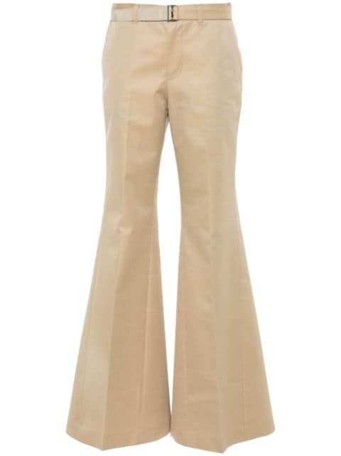 sacai flared belted trousers