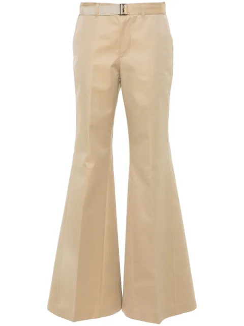 sacai flared belted trousers