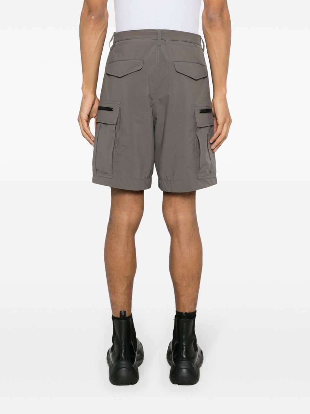 Shop Sacai Belted Cargo Shorts In Grey