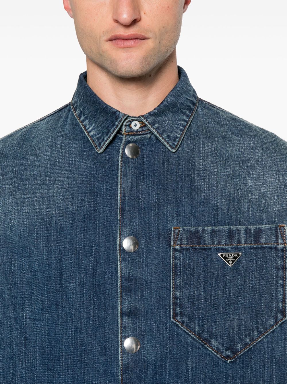 Prada Overhemd met logoplakkaat Blauw