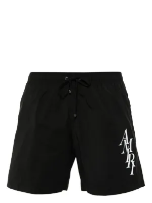 AMIRI ロゴ 水着 ブラック Core スイムショーツ AMIRI: Coreコレクション ブラック MA ロゴ スイムショーツ