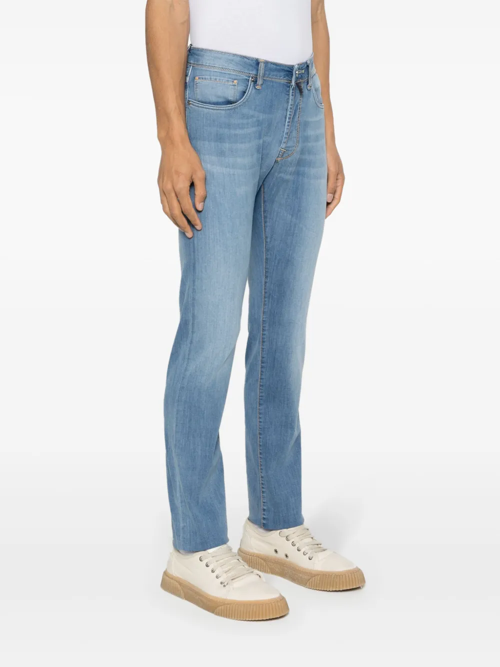 Incotex Contrast-stitching Slim Cut Jeans In Blue