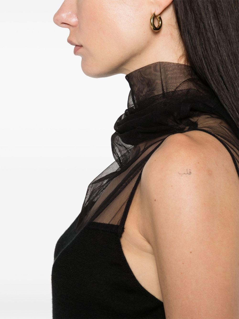 Shop Fabiana Filippi High-neck Panelled Top In Black