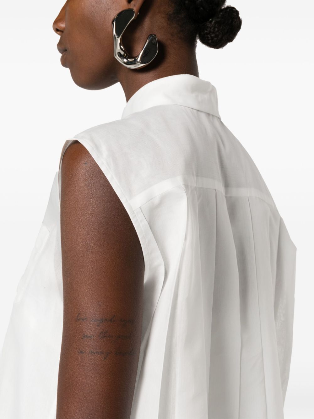 Shop Sacai Pleat-detail Shirt Dress In White