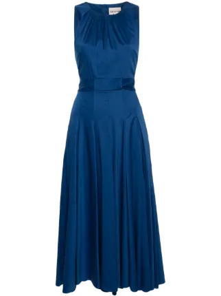 Cutwork Sleeveless A-Line Midi Dresses
