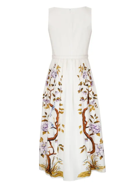 Adam Lippes Tree of Life-print cotton poplin midi dress S24718PPWHMLT - 1