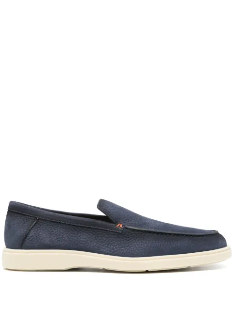 Santoni pebbled suede loafers