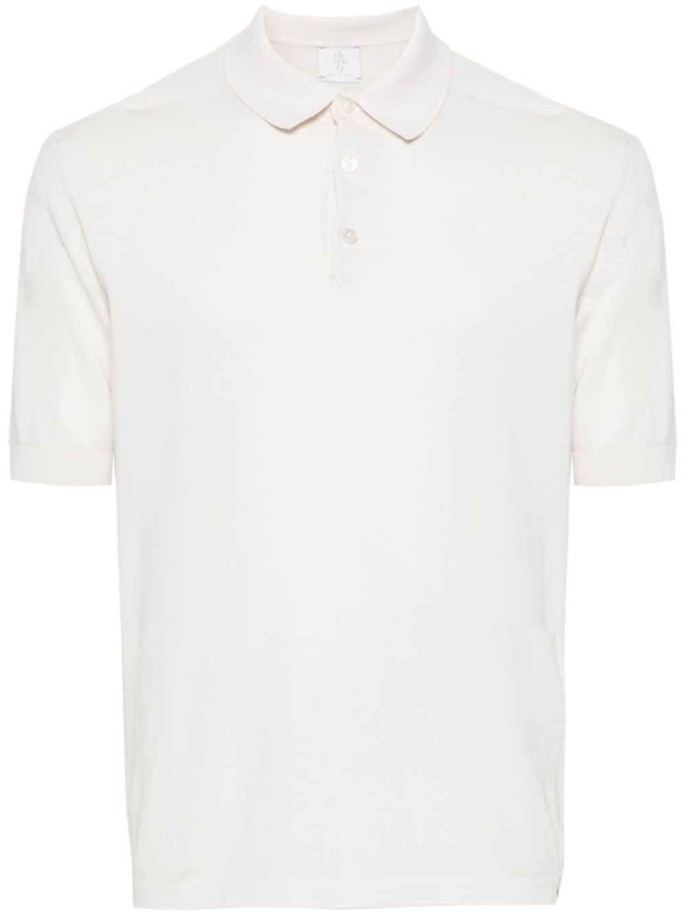 Eleventy Fine-ribbed Cotton Polo Shirt In White