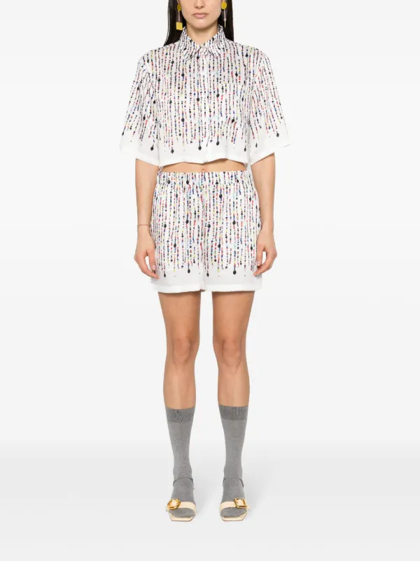 【送料&関税込】MSGM Printed Shorts MSGM bead-print Shorts | White | FARFETCH