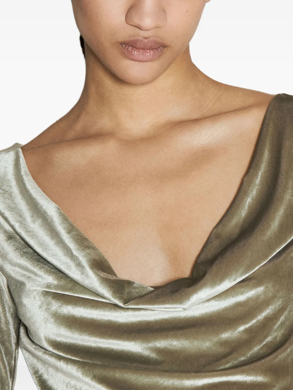 Helmut Lang cowl-neck side-split midi dress Groen