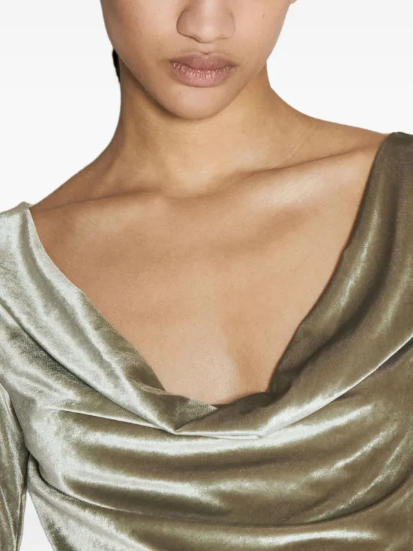 Helmut Lang 長袖 カウルネック ミニドレス Helmut Lang カウルネック ドレス | グリーン | FARFETCH JP