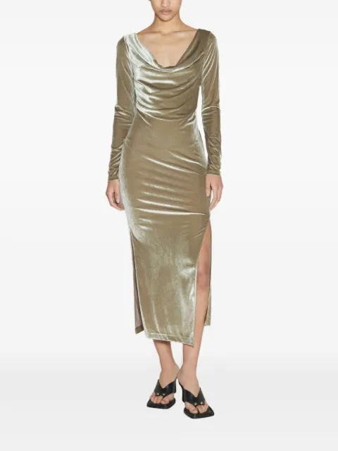 Helmut Lang cowl-neck side-split midi dress