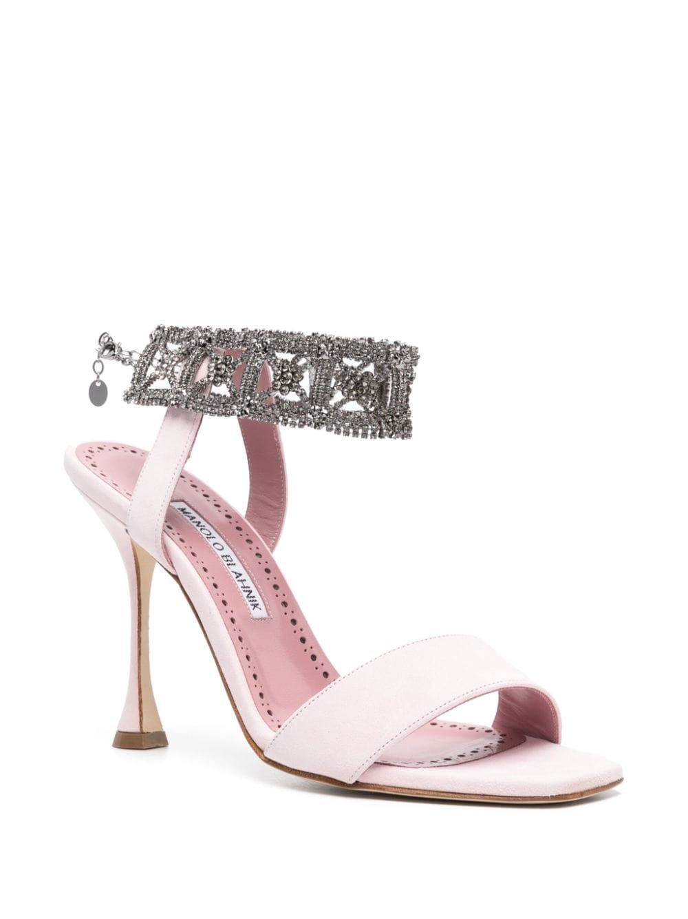 Shop Manolo Blahnik Lierasan 105mm Suede Sandals In Pink