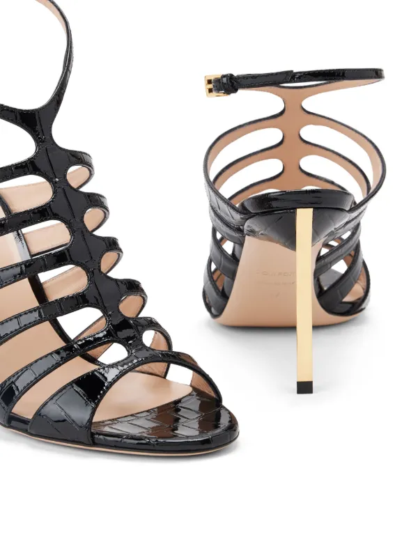 TOM FORD【関税送料込&VIP価格】クロコエンボスレザーサンダル TOM FORD クロコエンボス レザーサンダル | ブラック | FARFETCH JP