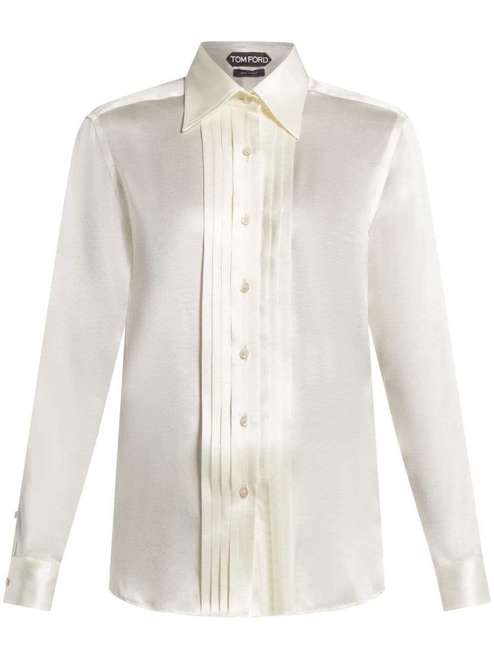 Tom Ford Pleated Silk Shirt In White