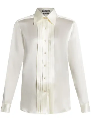 TOM FORD ホワイト長袖ワイシャツ TOM FORD プリーツ シルクシャツ | ホワイト | FARFETCH JP