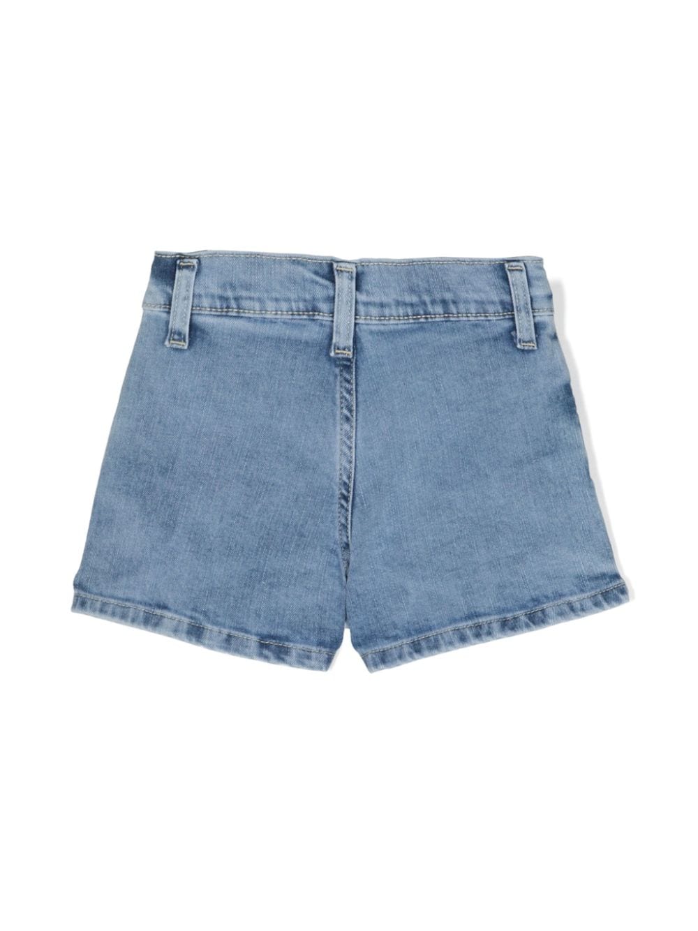 Shop Miss Grant Pleated Fringed Denim Shorts In Blue