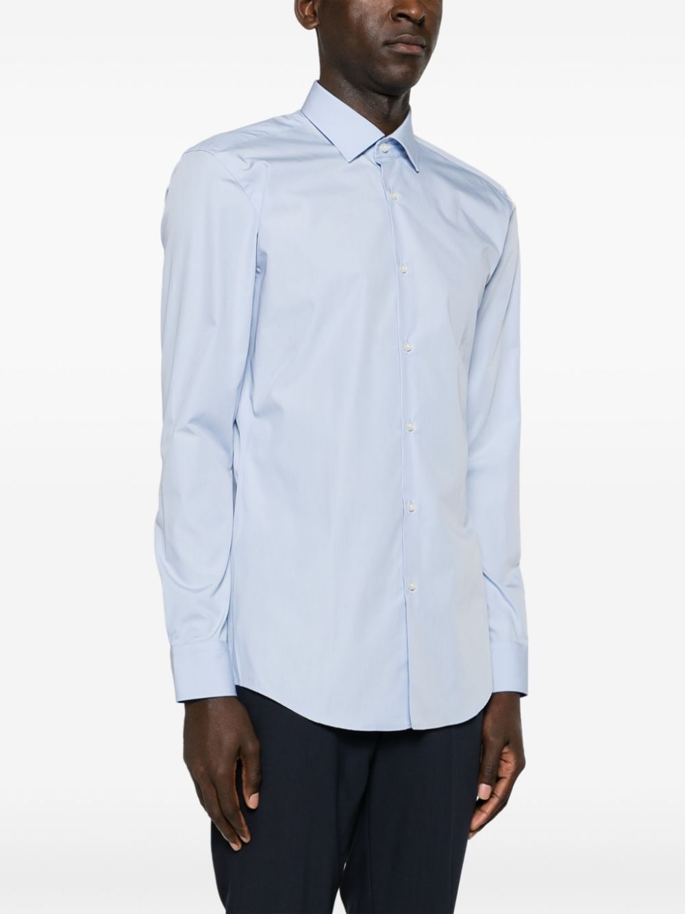 Shop Hugo Long-sleeve Cotton Shirt In Blue